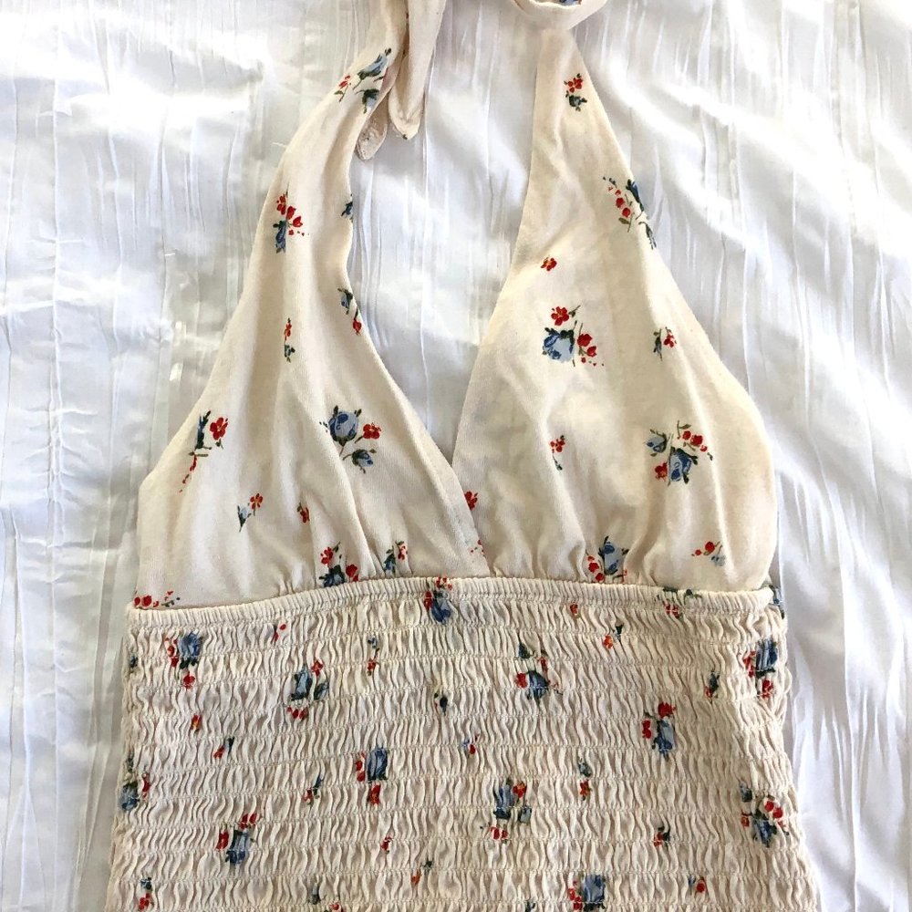 American Eagle Floral Smocked Halter Top